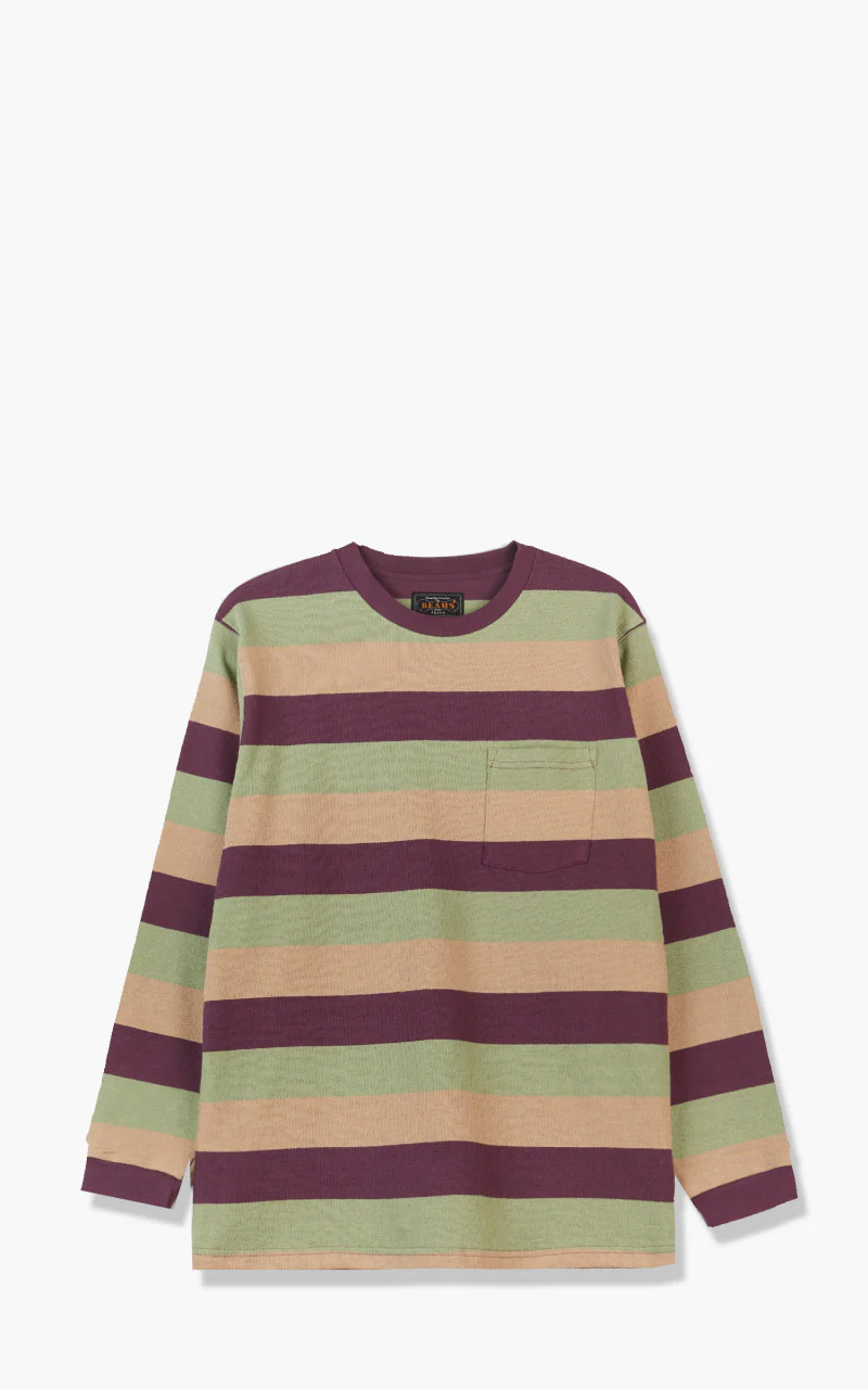 Beams Plus Pocket Tee Stripe Purple