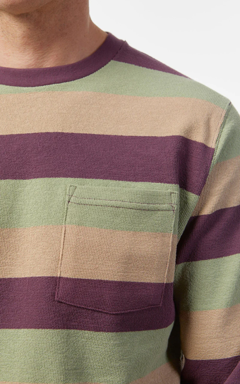 Beams Plus Pocket Tee Stripe Purple - Image 8