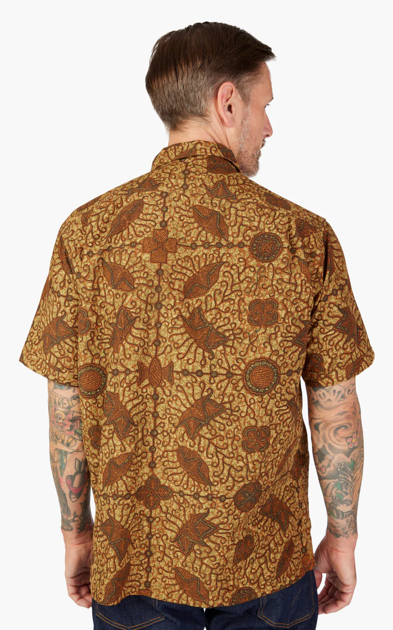 Beams Plus Short Sleeve Batik Print Beach Shirt Brown - Image 6
