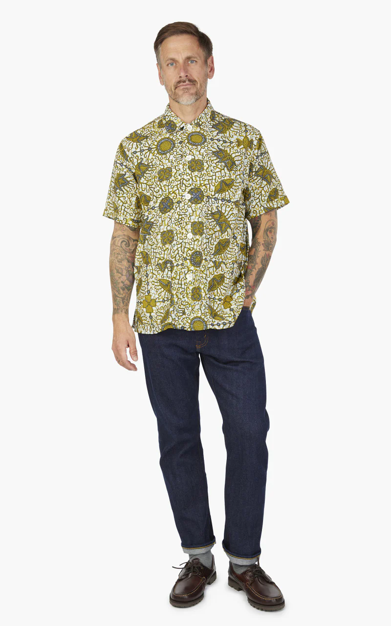 Beams Plus Short Sleeve Batik Print Beach Shirt White - Image 2