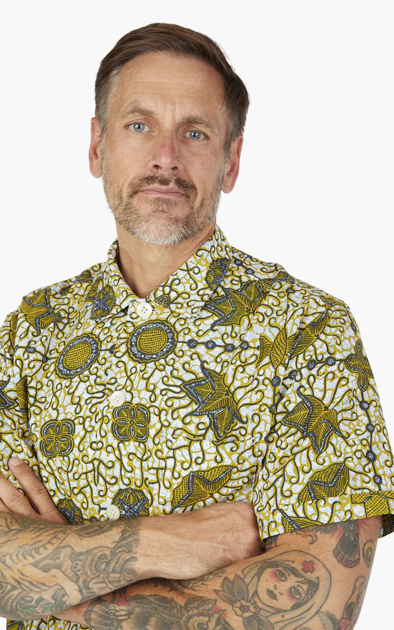 Beams Plus Short Sleeve Batik Print Beach Shirt White - Image 7