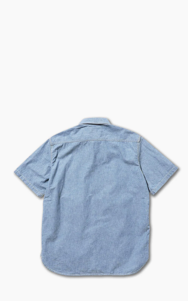 Beams Plus Short Sleeve Work Shirt Selvedge Chambray Sax - Image 3