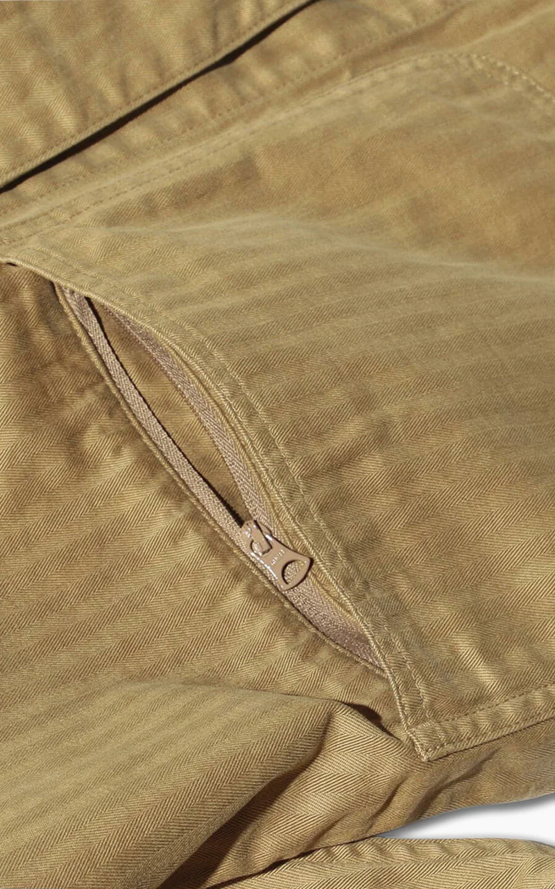 Beams Plus Supima Cotton Herringbone Military Chore Jacket Khaki - Image 4