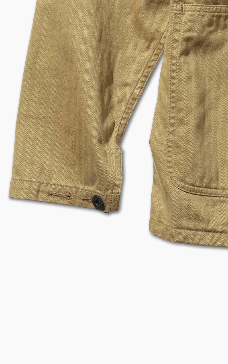 Beams Plus Supima Cotton Herringbone Military Chore Jacket Khaki - Image 5