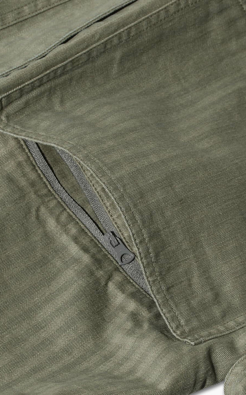 Beams Plus Supima Cotton Herringbone Military Chore Jacket Olive - Image 4