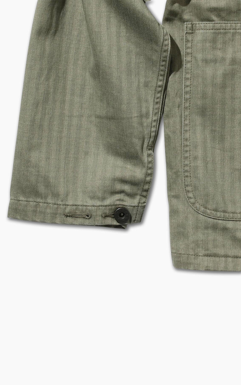 Beams Plus Supima Cotton Herringbone Military Chore Jacket Olive - Image 5