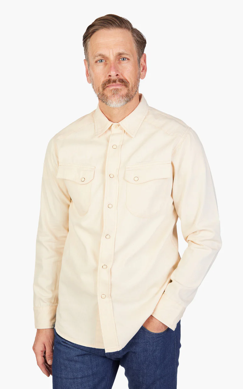 Benzak BCS-01 Western Shirt Ecru Denim 6oz - Image 4