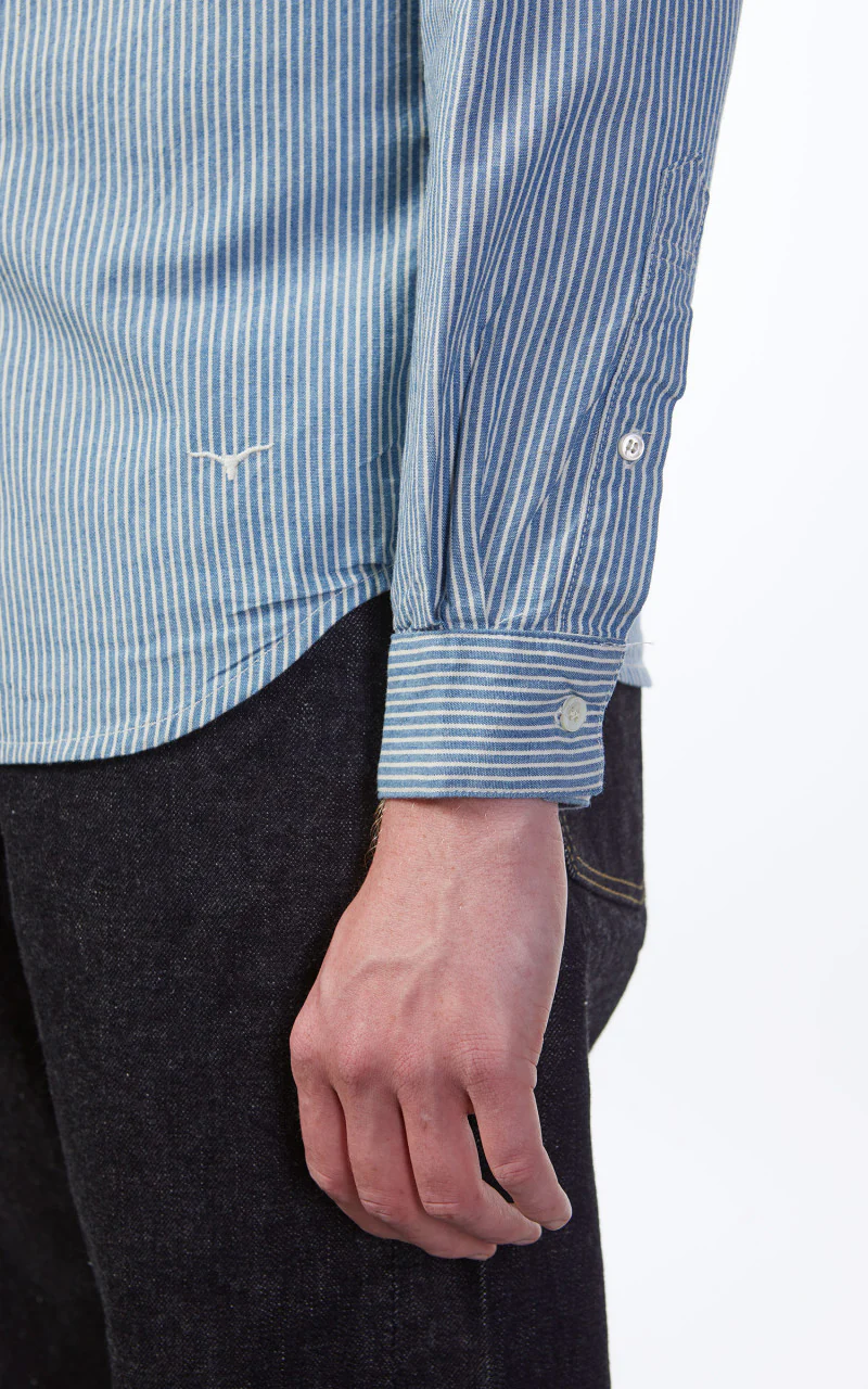 Benzak BDS-02 One Pocket Shirt Indigo/White Chambray 5oz - Image 11
