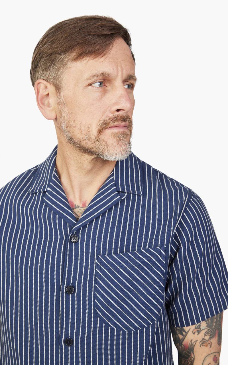 Benzak BSS-01 Holiday Shirt Navy Dobby Stripe 6.5oz - Image 5