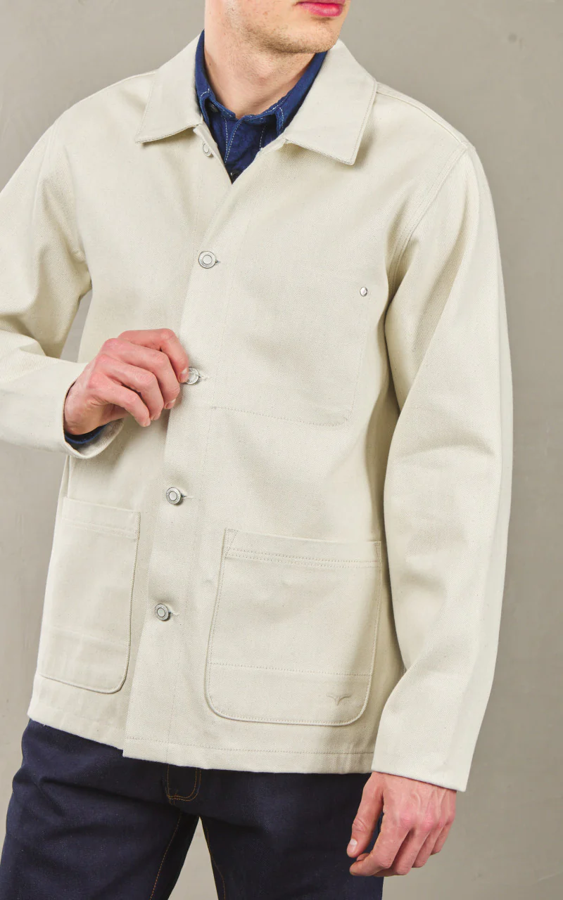 Benzak BWJ-01 Worker Jacket "Paint Roller" Selvedge Ecru 14oz - Image 6