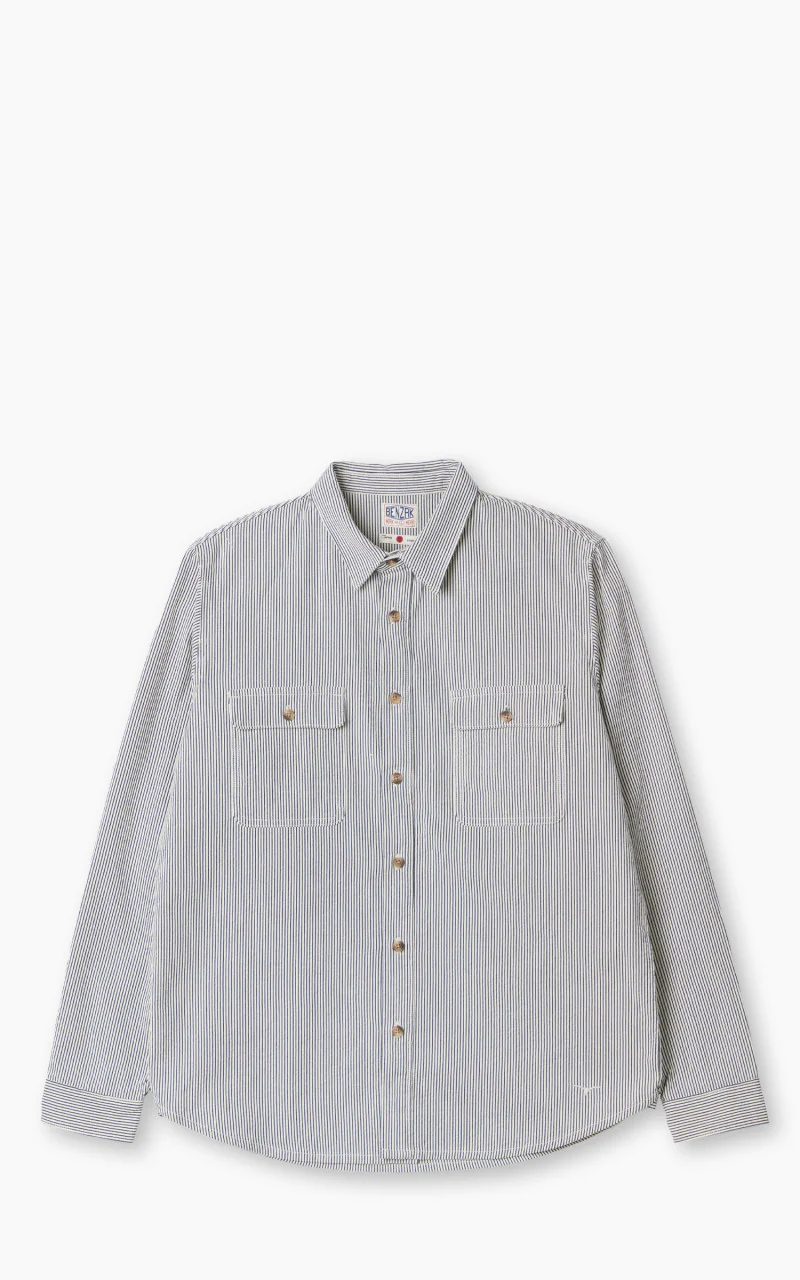 Benzak BWS-01 Work Shirt 6.5oz Blue & White Cord Stripe