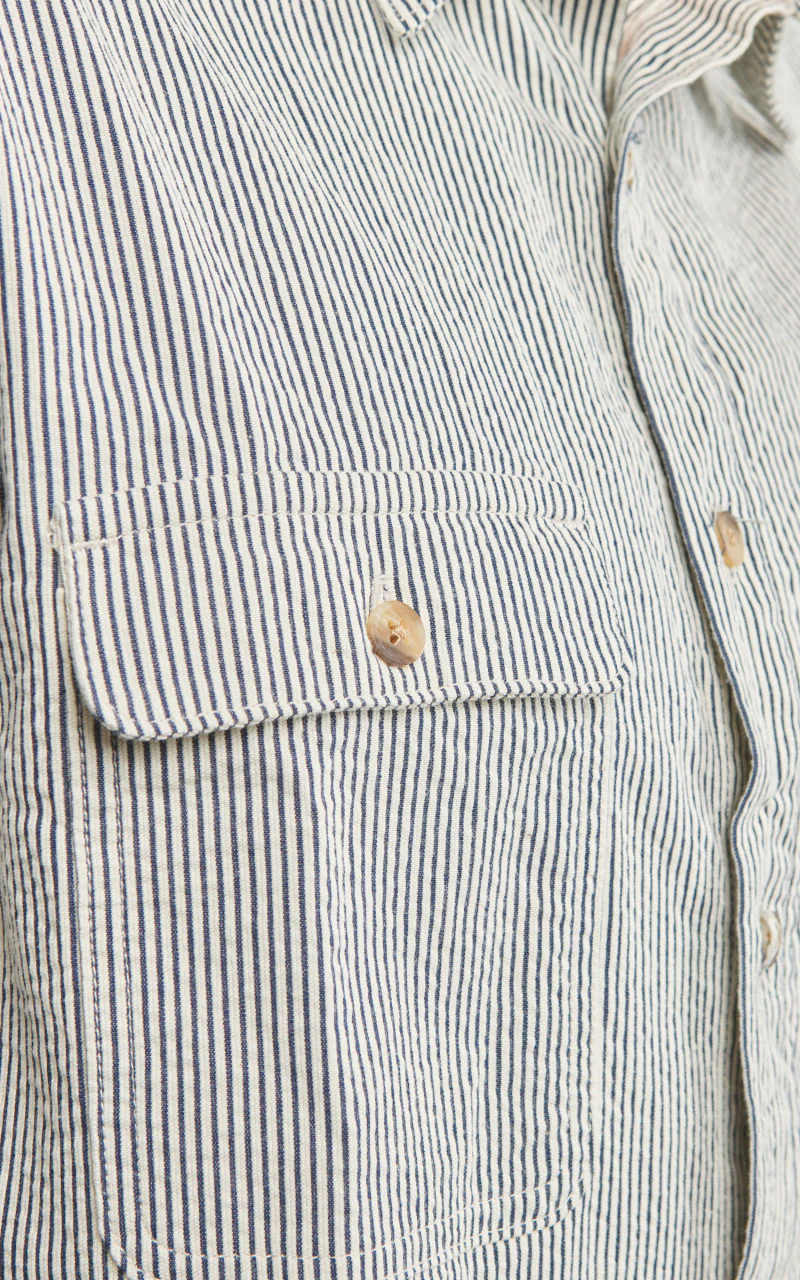Benzak BWS-01 Work Shirt 6.5oz Blue & White Cord Stripe - Image 5