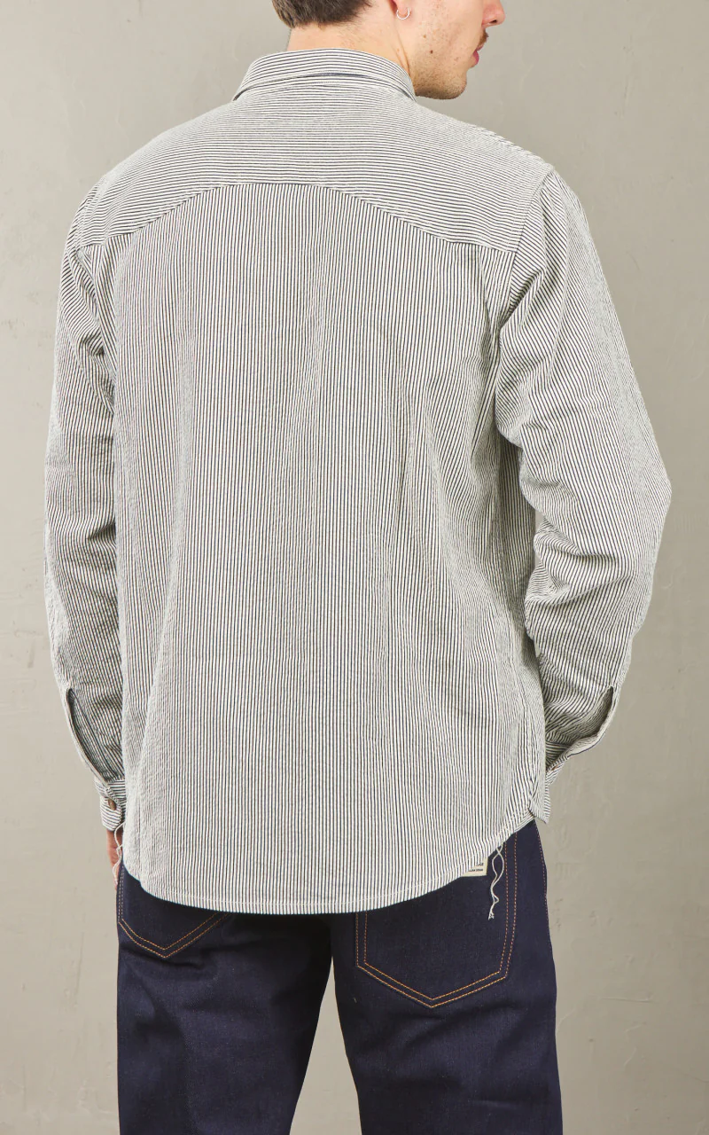 Benzak BWS-01 Work Shirt 6.5oz Blue & White Cord Stripe - Image 6