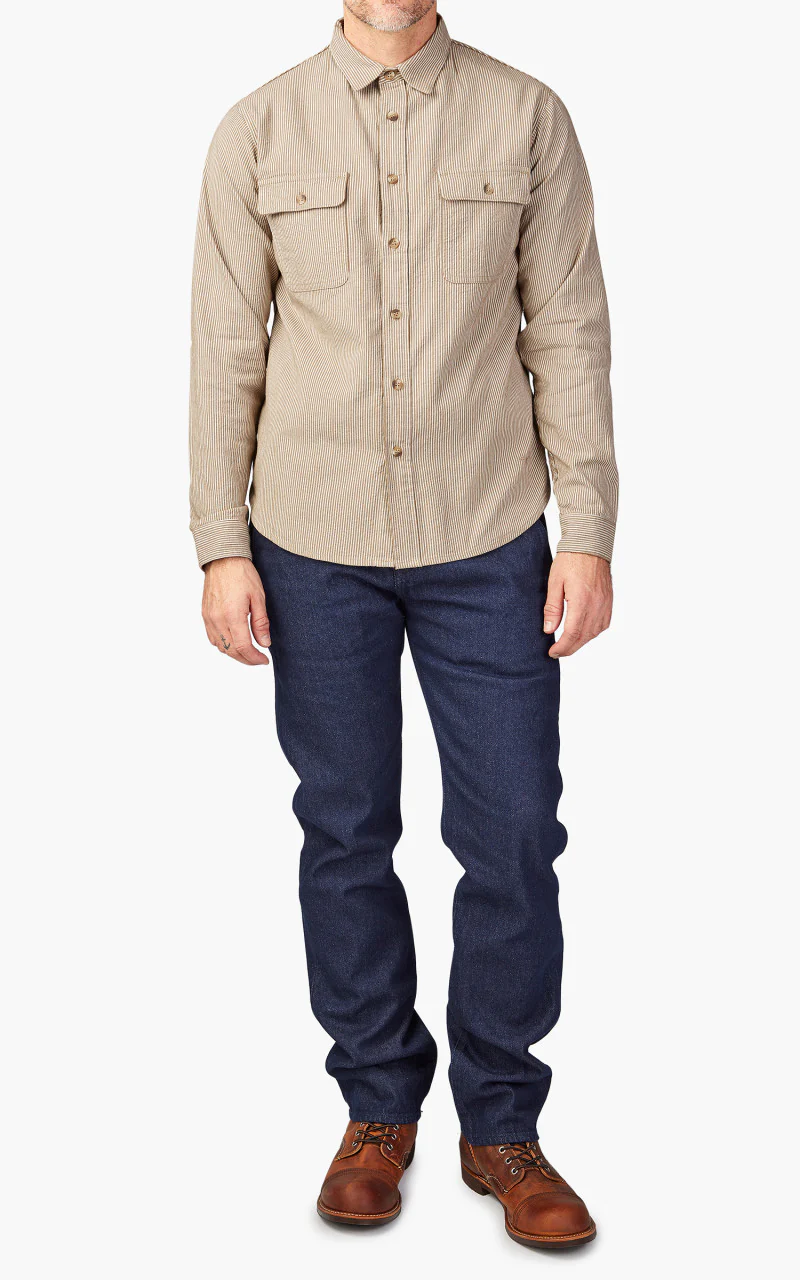 Benzak BWS-01 Work Shirt Brown Cord Stripe 6.5oz - Image 2