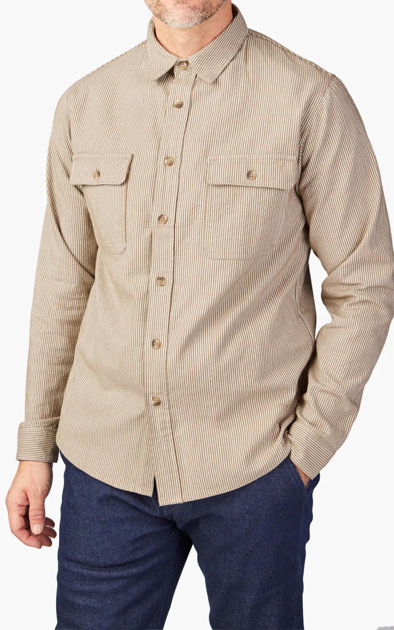 Benzak BWS-01 Work Shirt Brown Cord Stripe 6.5oz - Image 4