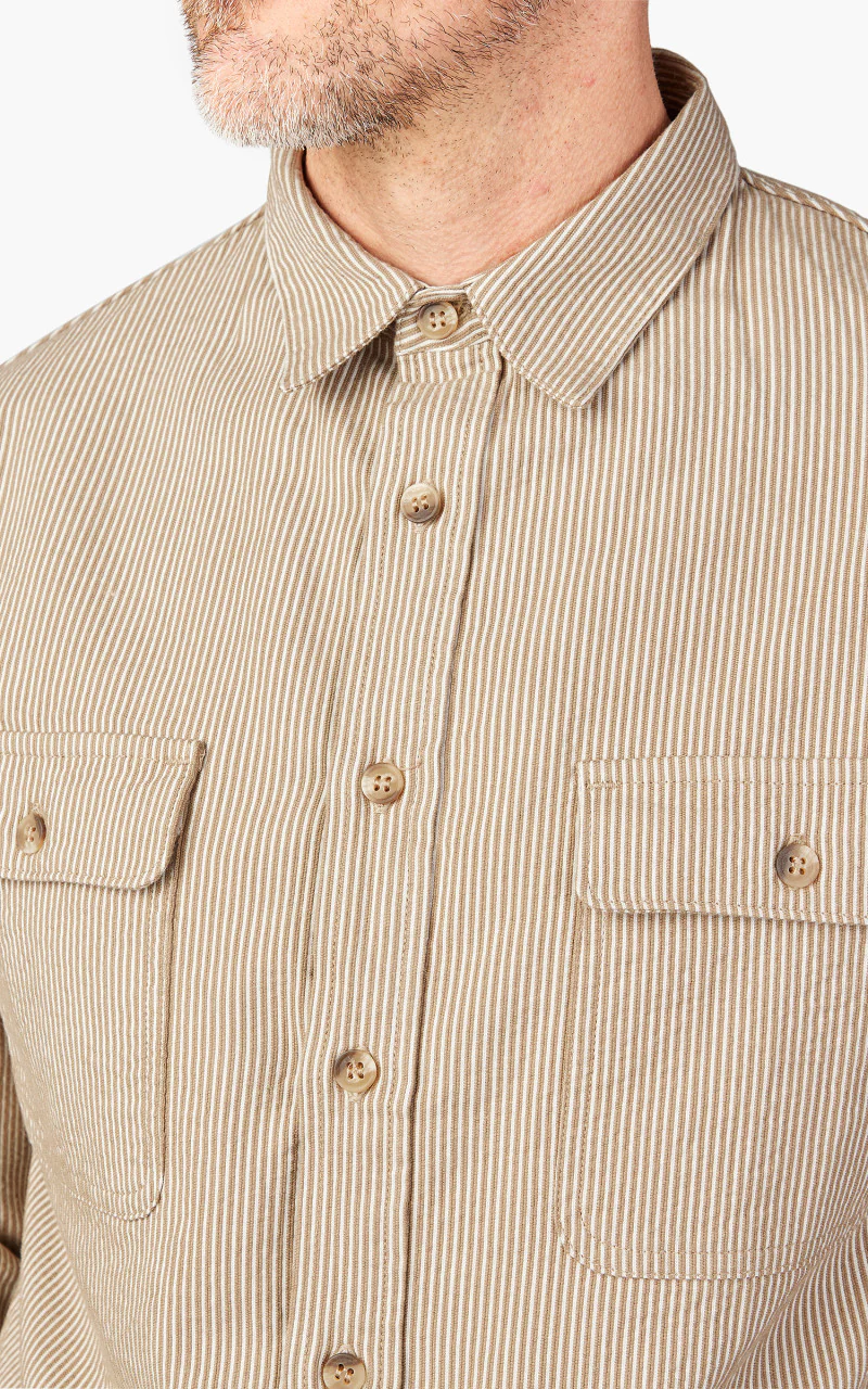 Benzak BWS-01 Work Shirt Brown Cord Stripe 6.5oz - Image 5