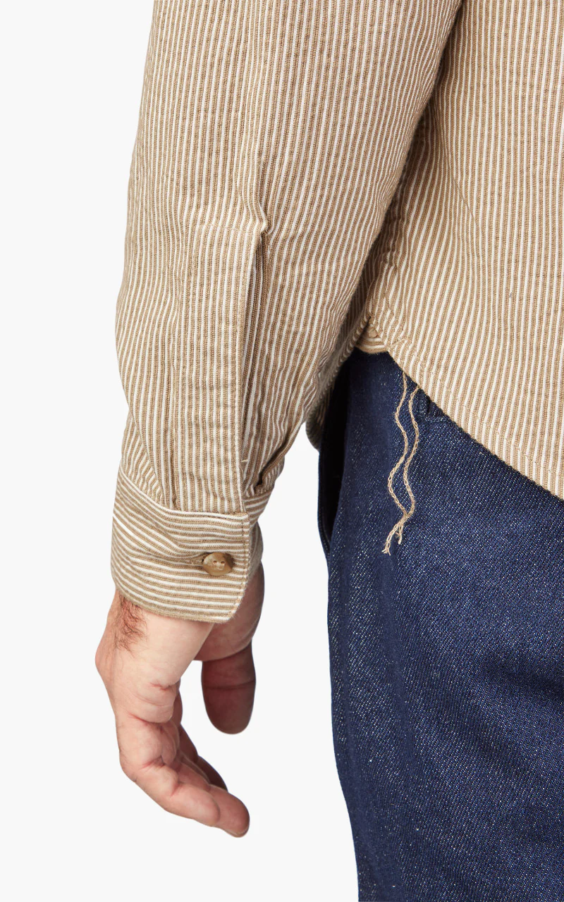 Benzak BWS-01 Work Shirt Brown Cord Stripe 6.5oz - Image 7