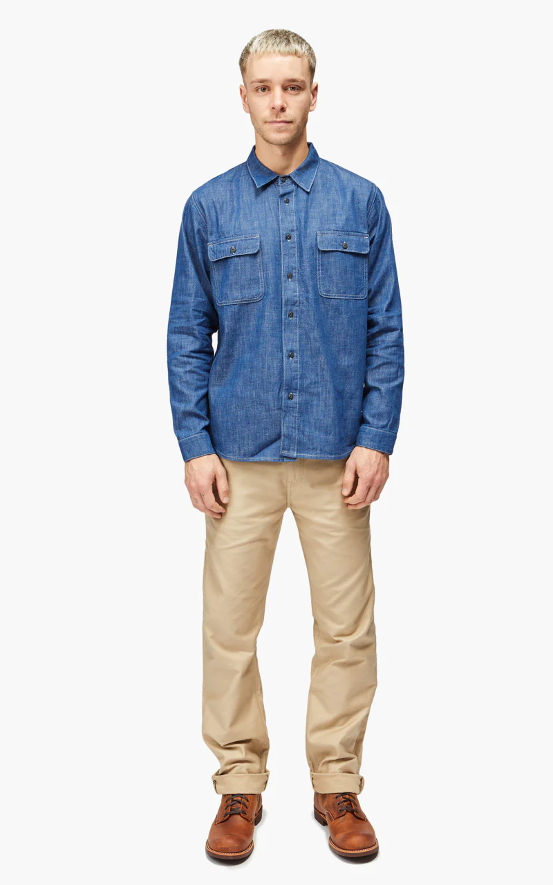 Benzak BWS-01 Work Shirt Vintage Blue Denim 6.5oz - Image 3