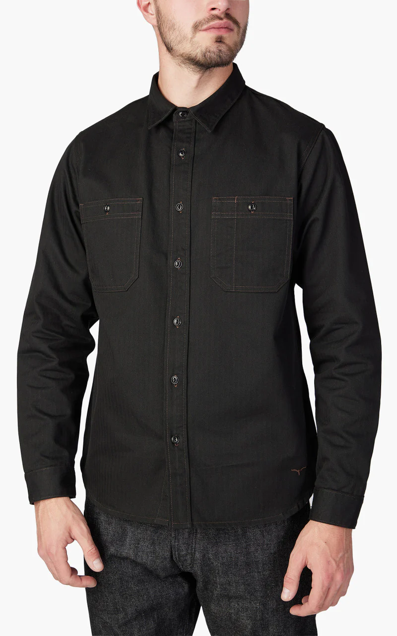 Benzak BWS-02 Utility Shirt Herringbone Black 8oz - Image 2