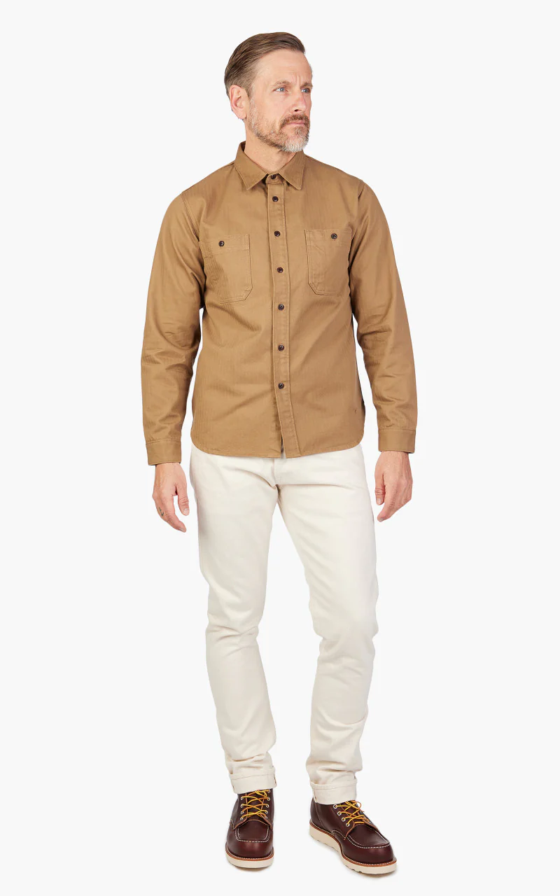 Benzak BWS-02 Utility Shirt Herringbone Brown 8oz - Image 2