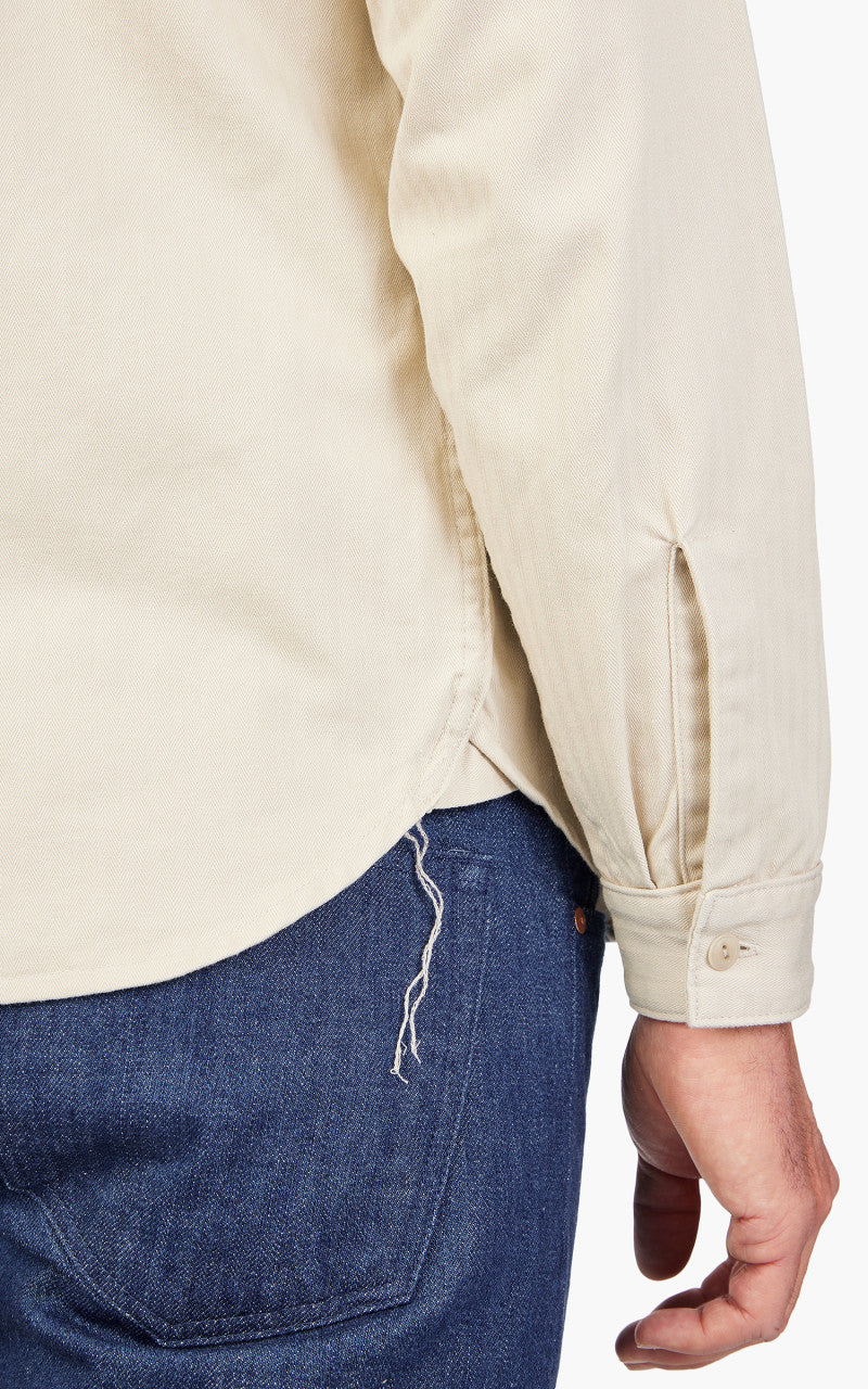 Benzak BWS-02 Utility Shirt Herringbone Ivory 8oz - Image 6