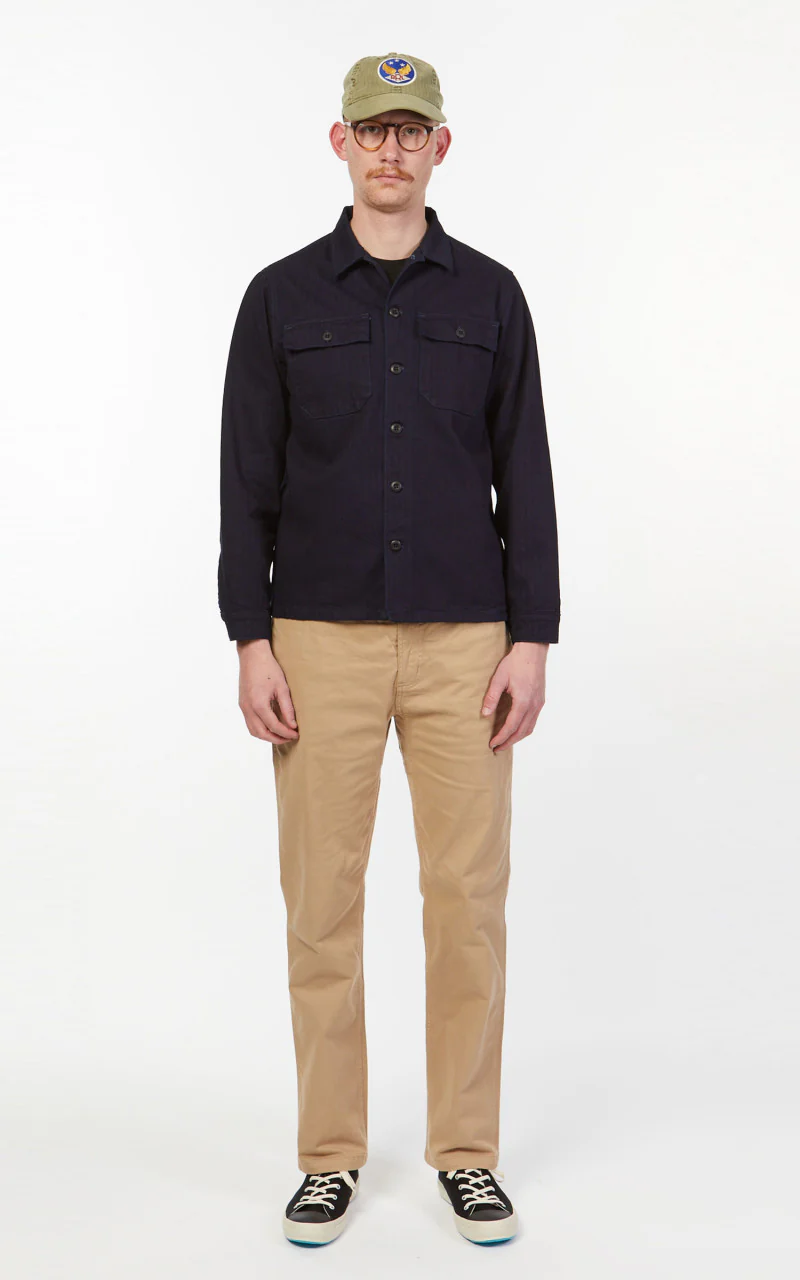 Benzak BWS-03 Military Overshirt Herringbone Indigo x Indigo 11oz - Image 2