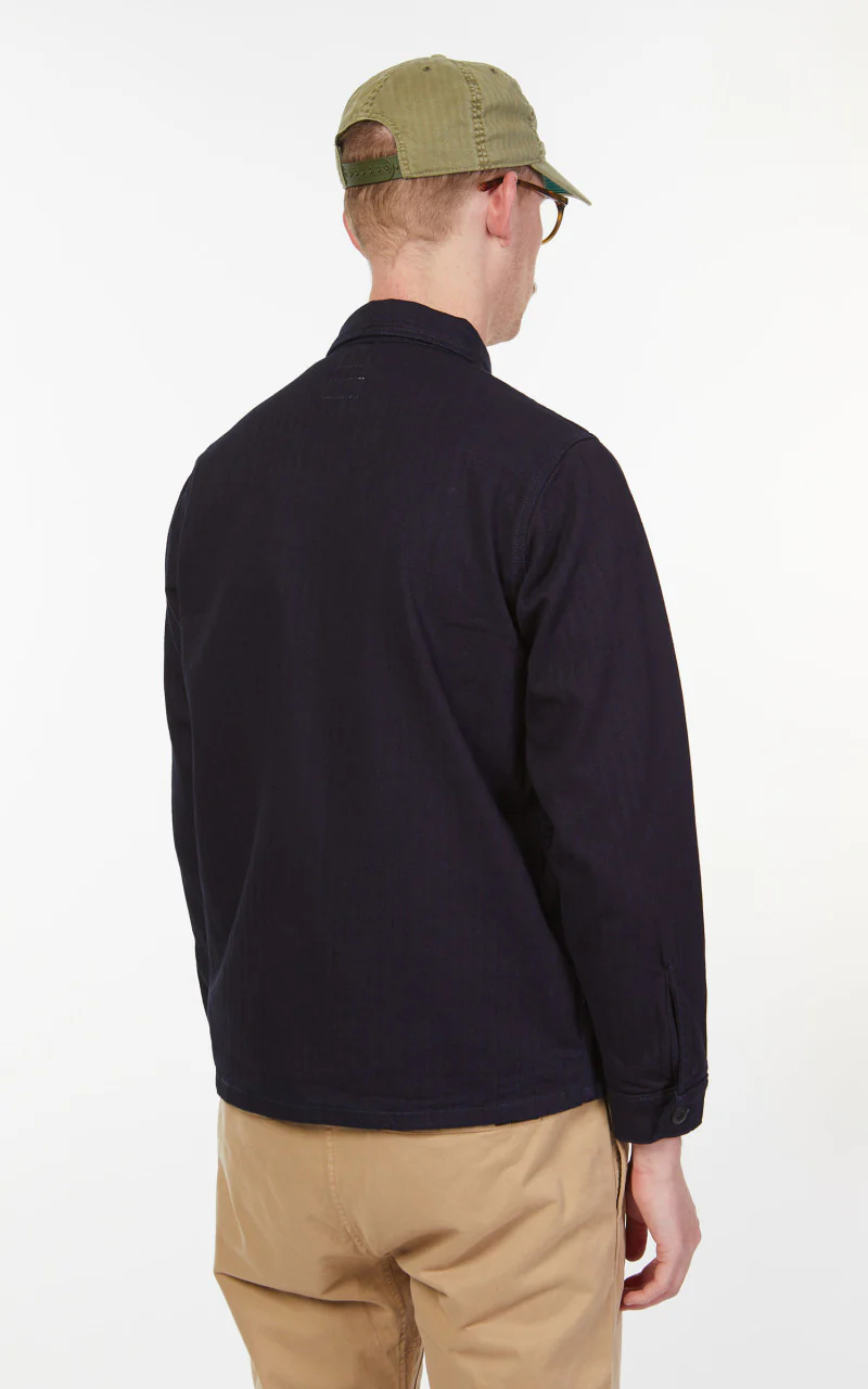 Benzak BWS-03 Military Overshirt Herringbone Indigo x Indigo 11oz - Image 6