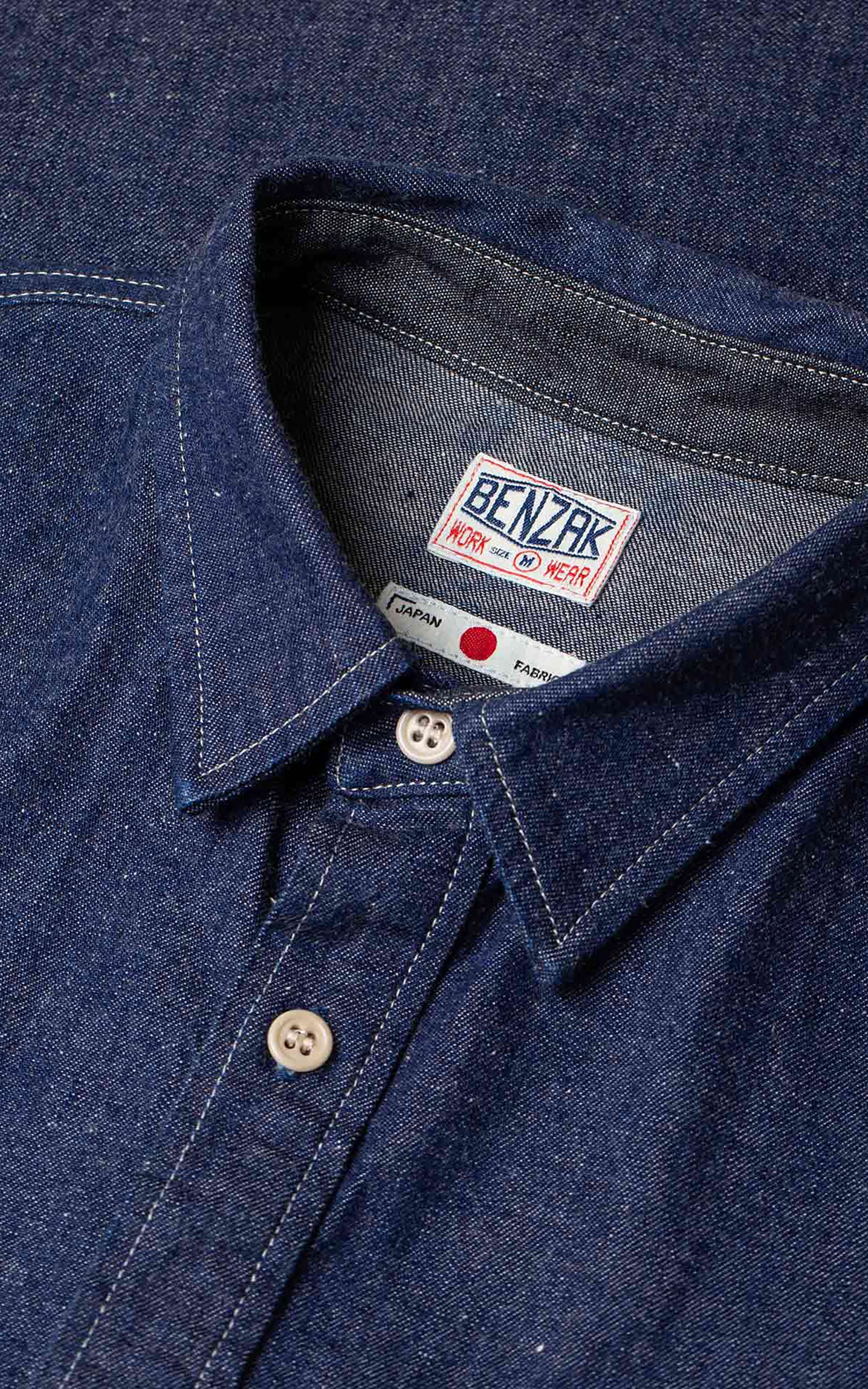 Benzak BWS-06 Worker Shirt Union Denim Indigo 9.5oz - Image 3