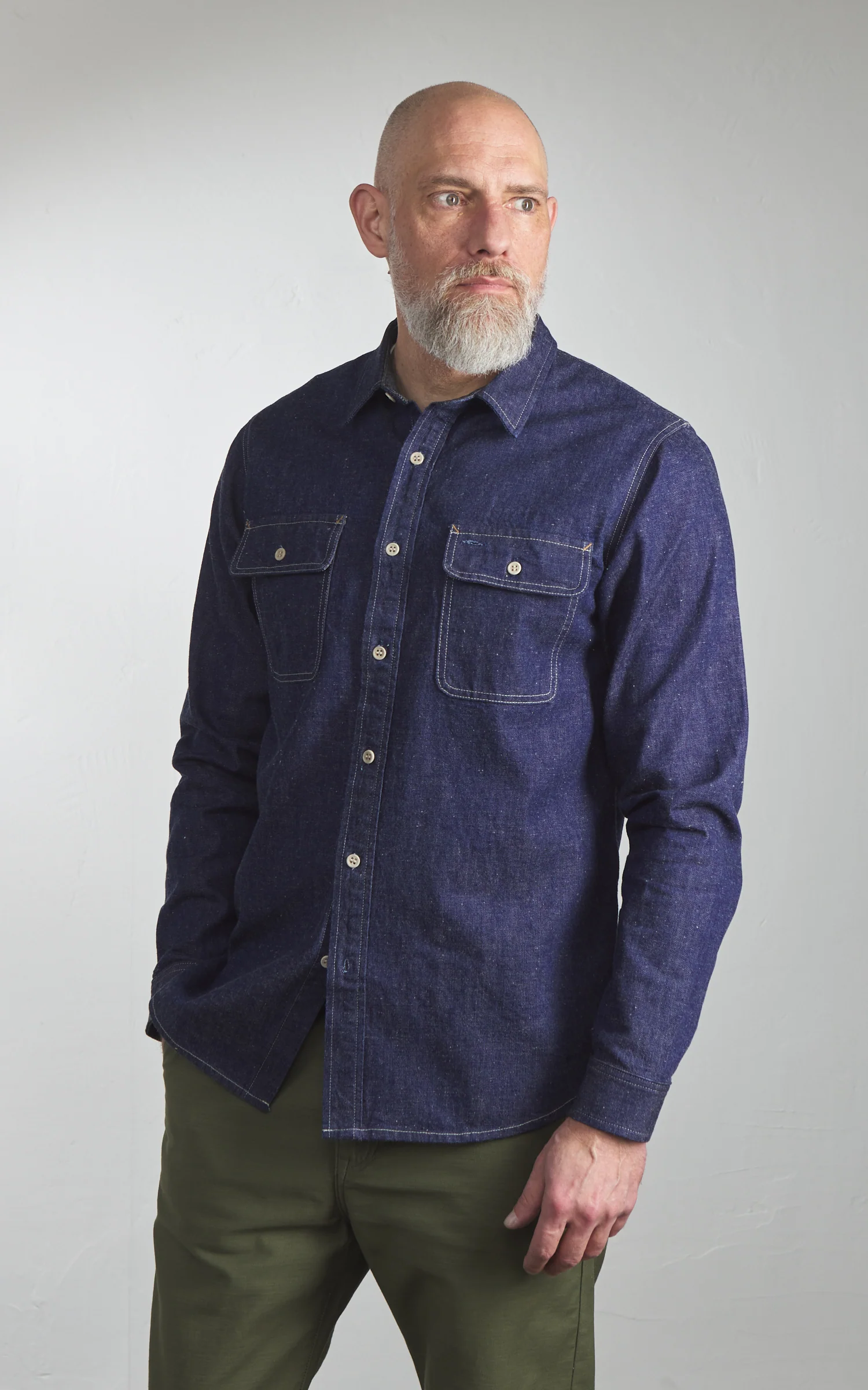 Benzak BWS-06 Worker Shirt Union Denim Indigo 9.5oz - Image 4