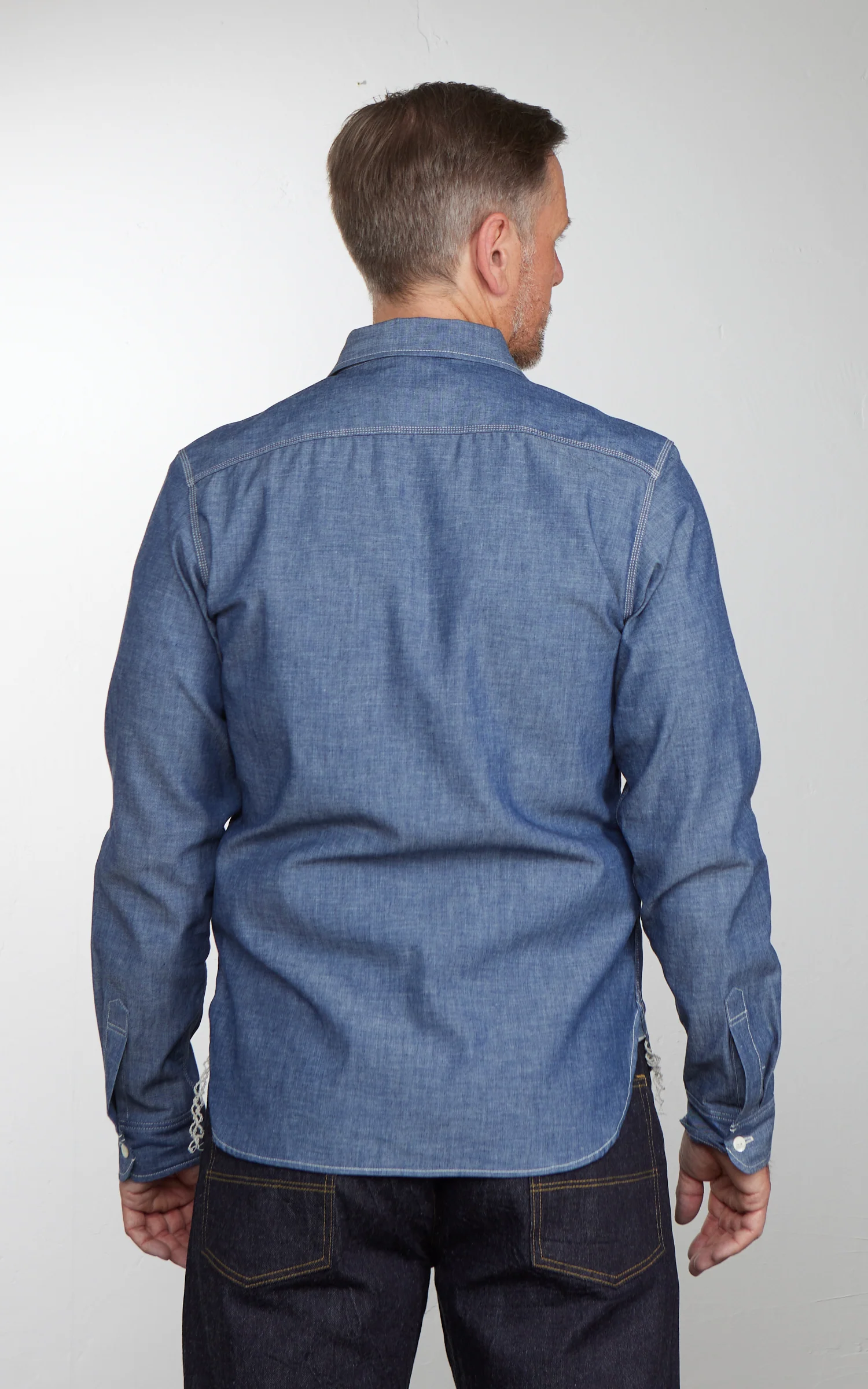 Big John Selvedge Chambray Work Shirt Indigo 5oz - Image 7