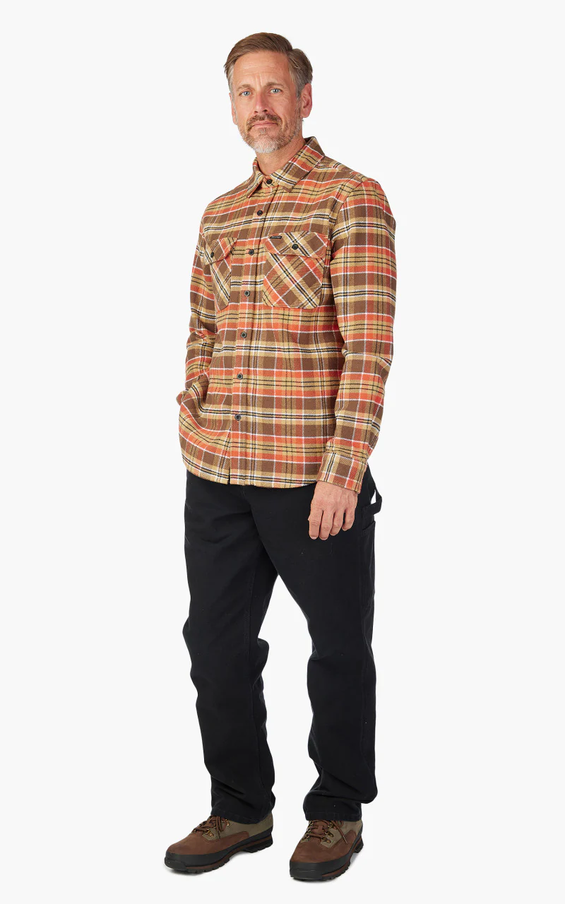 Brixton Bowery Heavy Weight L/S Flannel Desert Palm/Antelope/Burnt Red - Image 4