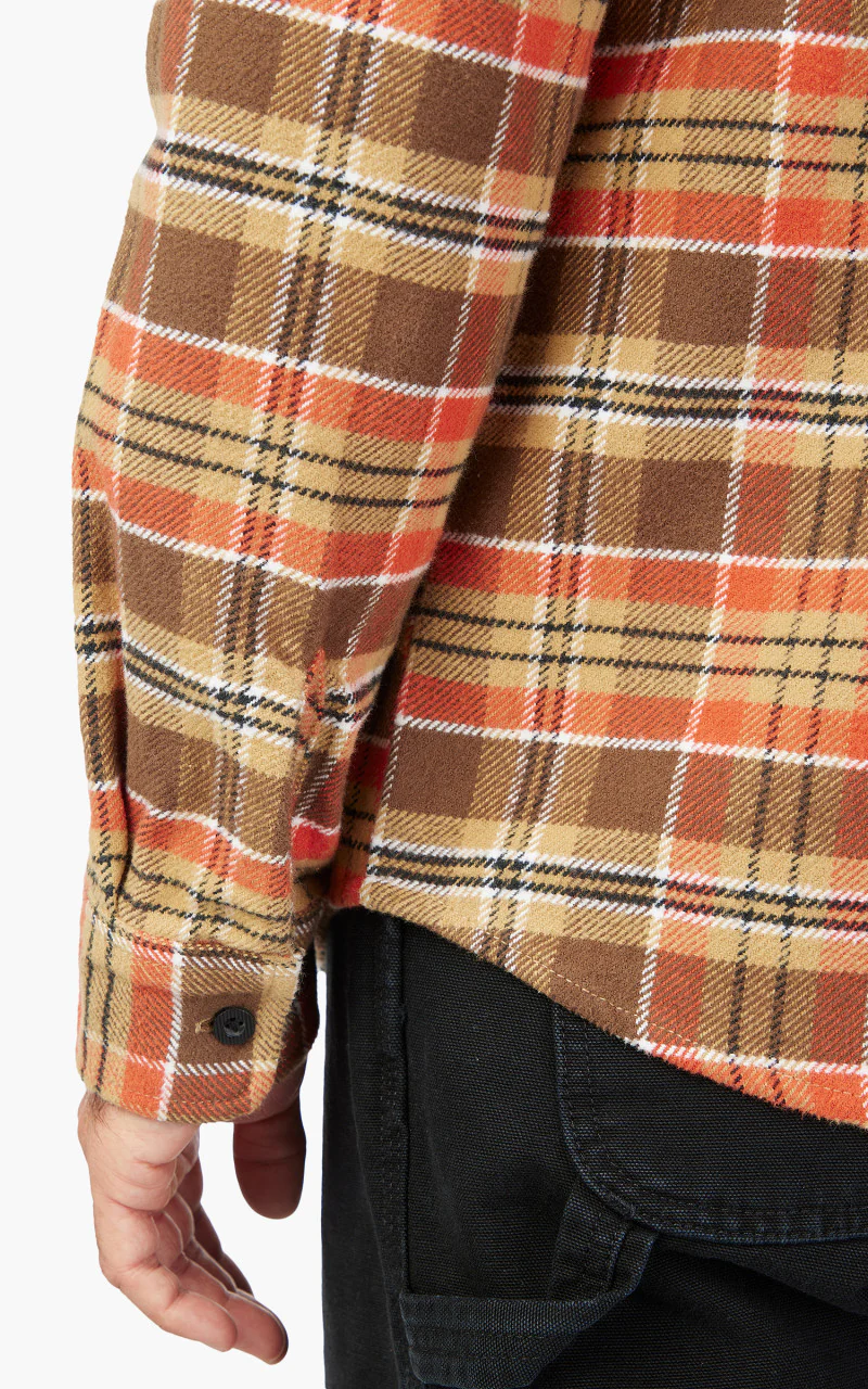 Brixton Bowery Heavy Weight L/S Flannel Desert Palm/Antelope/Burnt Red - Image 6
