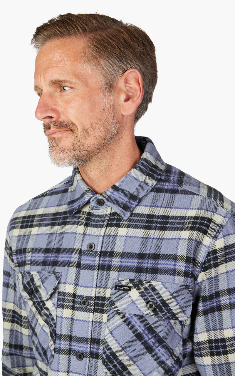 Brixton Bowery Heavy Weight L/S Flannel Flint Blue/Black/Mineral Grey - Image 5