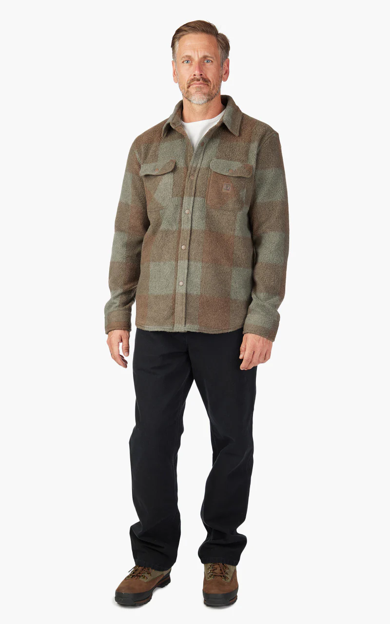 Brixton Bowery L/S Arctic Stretch Fleece Bison/Olive Surplus - Image 2