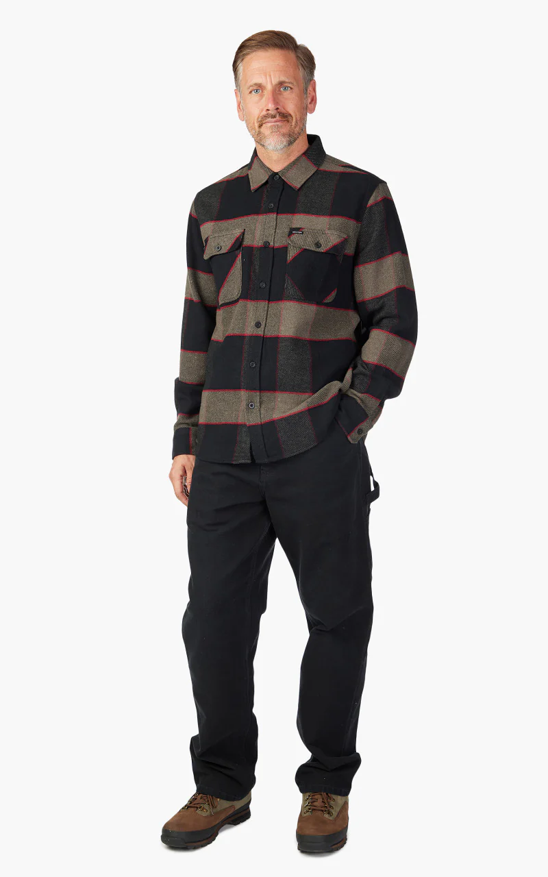 Brixton Bowery L/S Flannel Heather Grey/Charcoal - Image 4