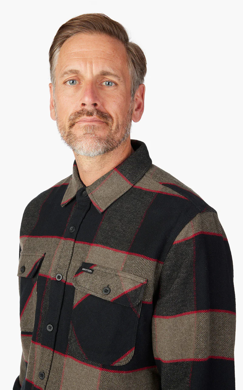 Brixton Bowery L/S Flannel Heather Grey/Charcoal - Image 5