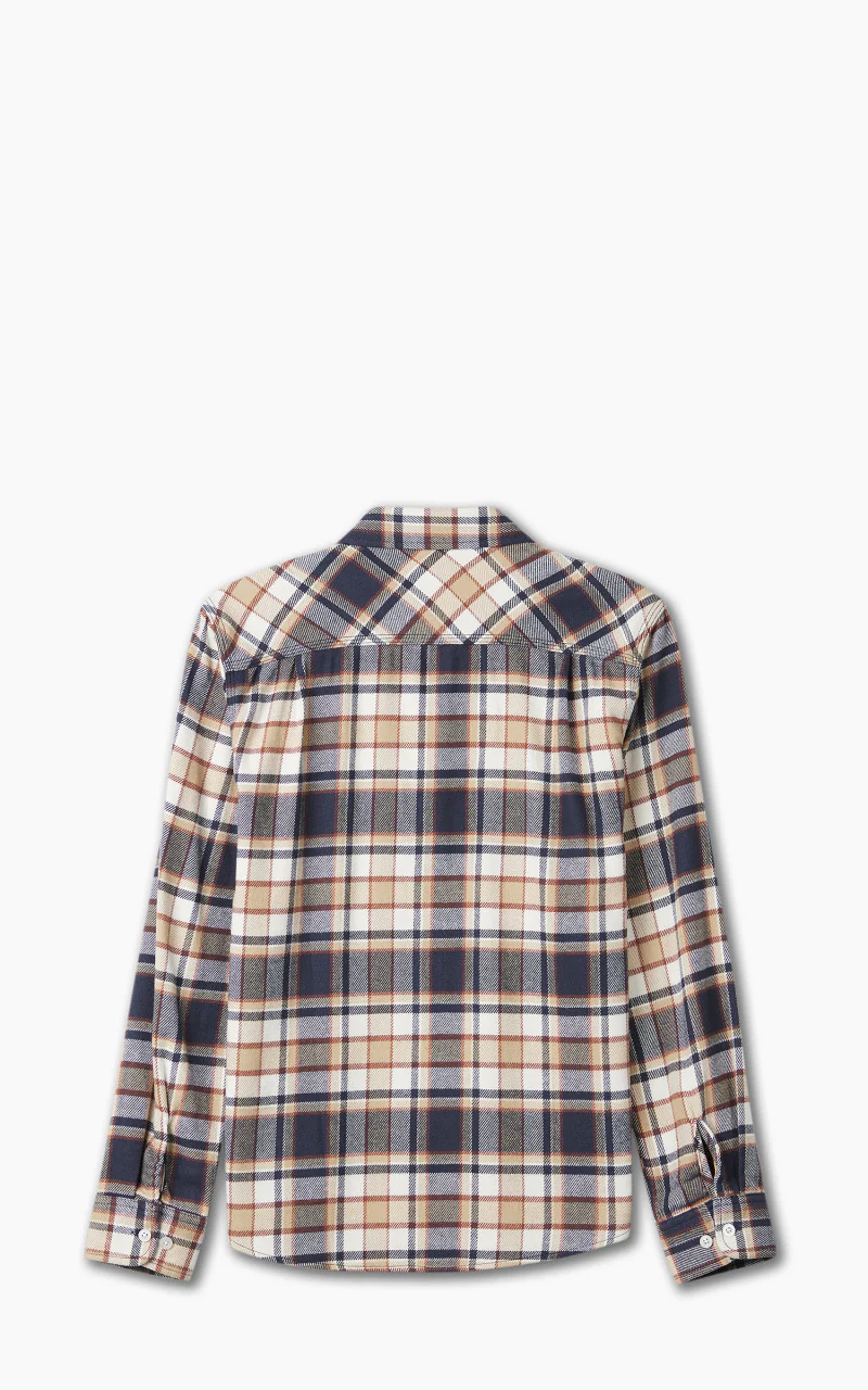Brixton Bowery L/S Flannel Washed Navy/Barn Red/Off White - Image 3