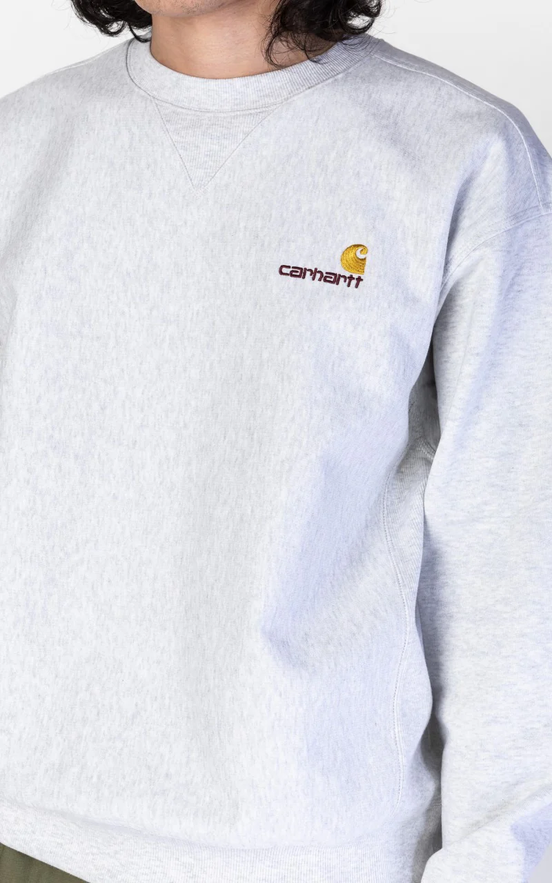 Carhartt WIP American Script Sweatshirt Ash Heather - Image 4