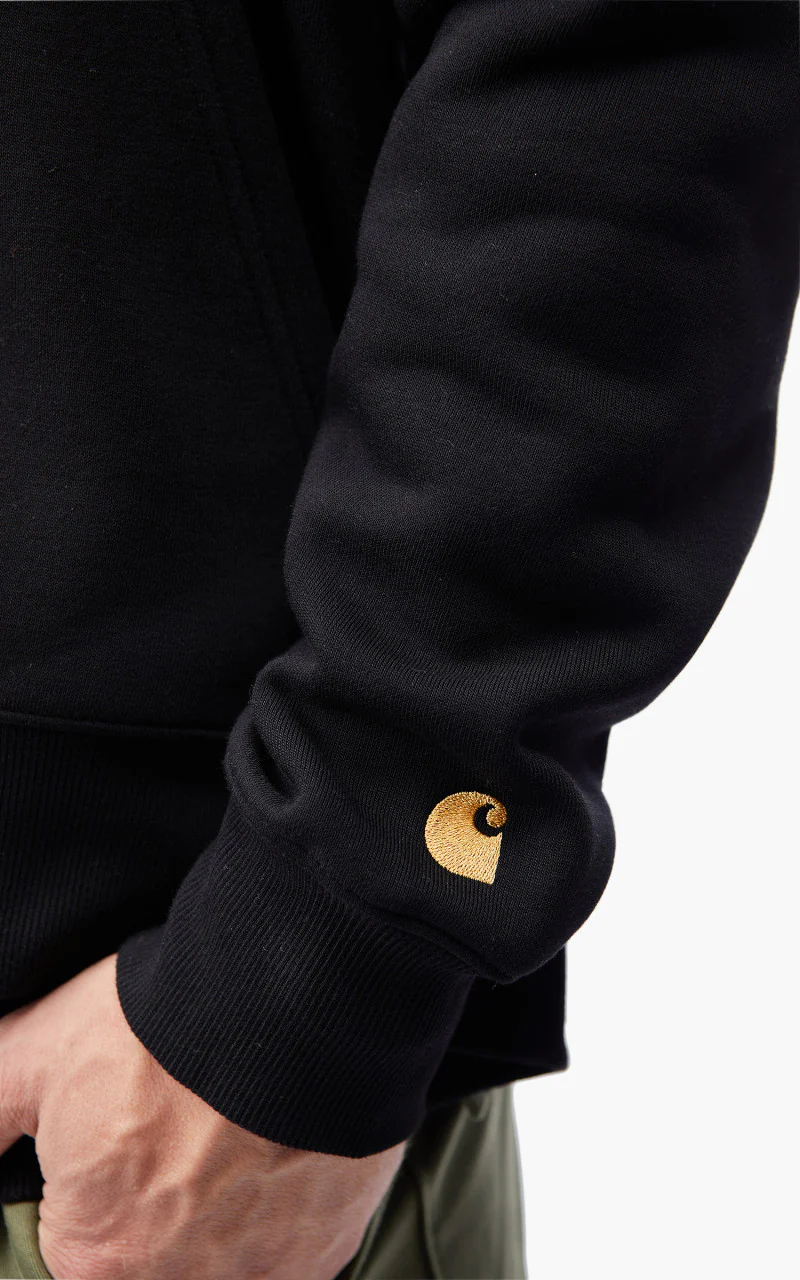 Carhartt WIP Chase Neck Zip Sweatshirt Black/Gold - Image 8