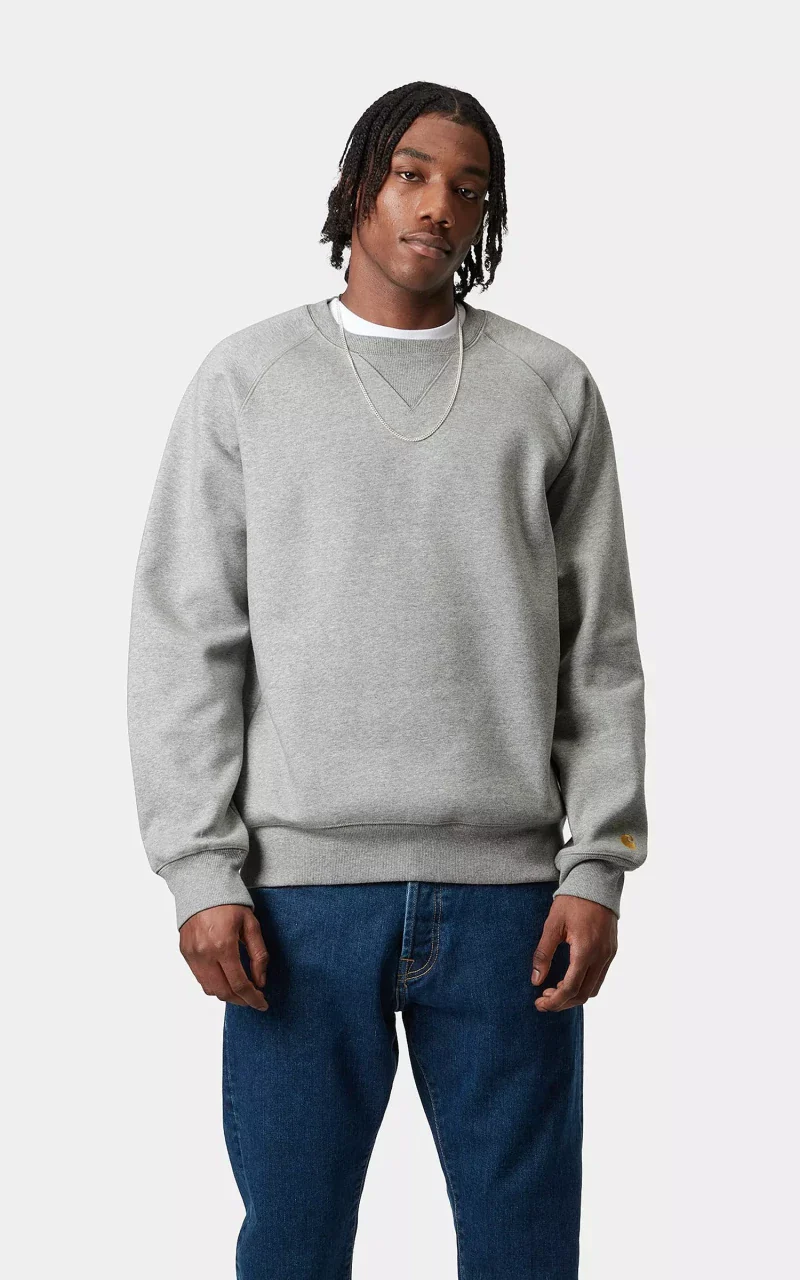 Carhartt WIP Chase Sweatshirt Grey Heather/Gold - Image 2