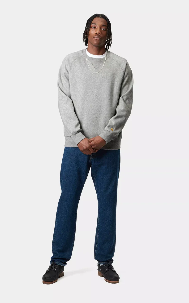 Carhartt WIP Chase Sweatshirt Grey Heather/Gold - Image 5