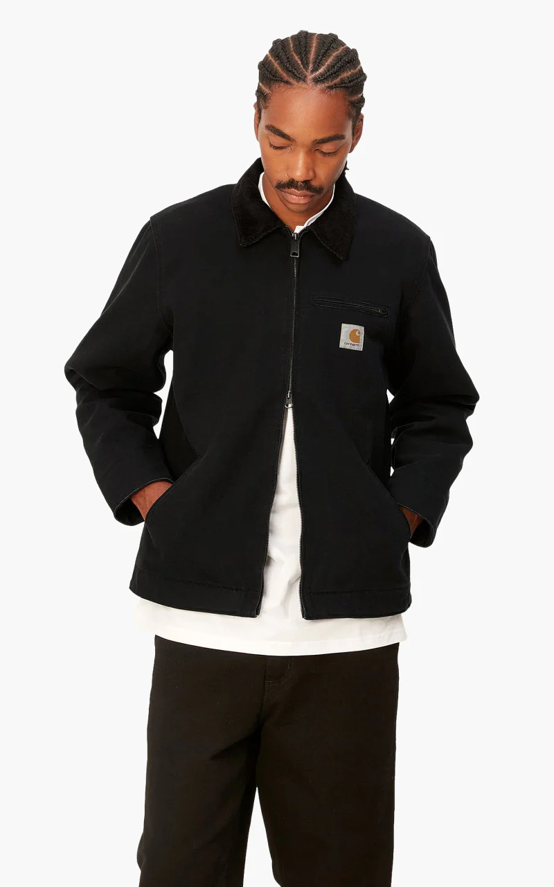 Carhartt WIP Detroit Jacket Dearborn Canvas Heavy Stone Wash Black - Image 4