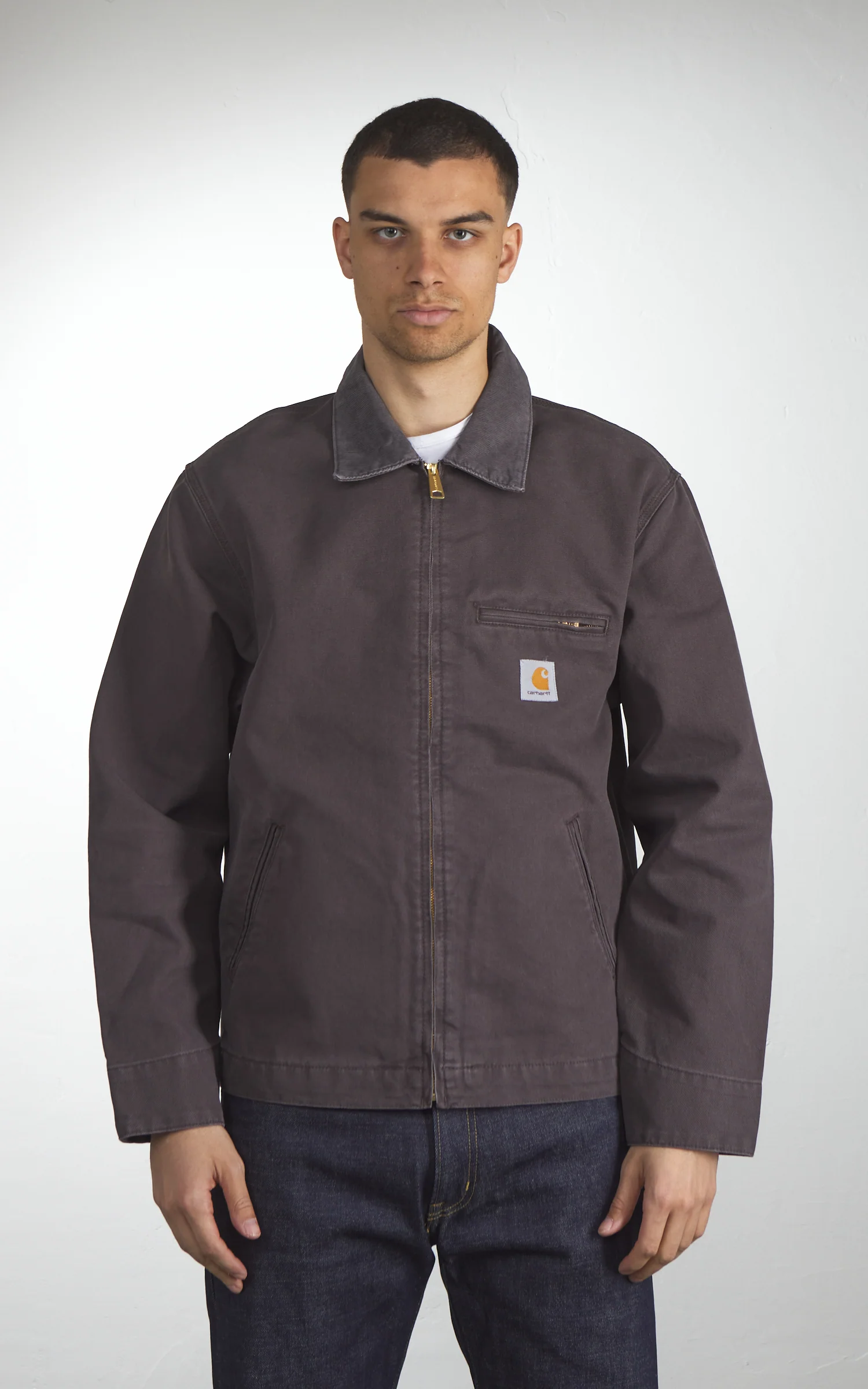 Carhartt WIP Detroit Jacket Dearborn Stone Canvas Shale/Shale - Image 3