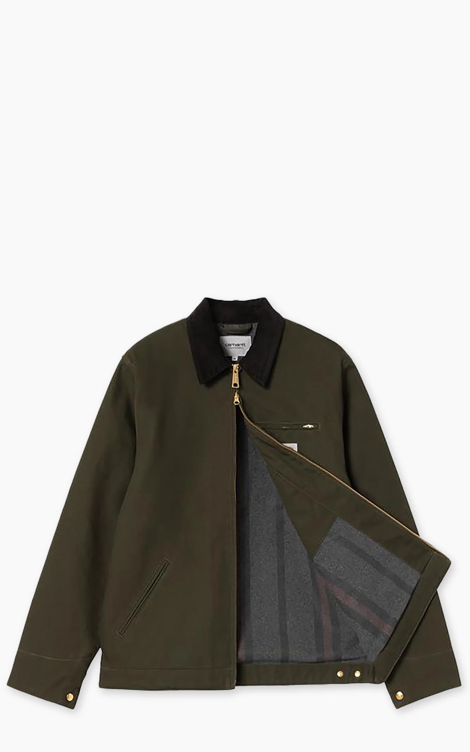 Carhartt WIP Detroit Jacket Winter Dearborn Canvas Rigid Olive/Black - Image 2
