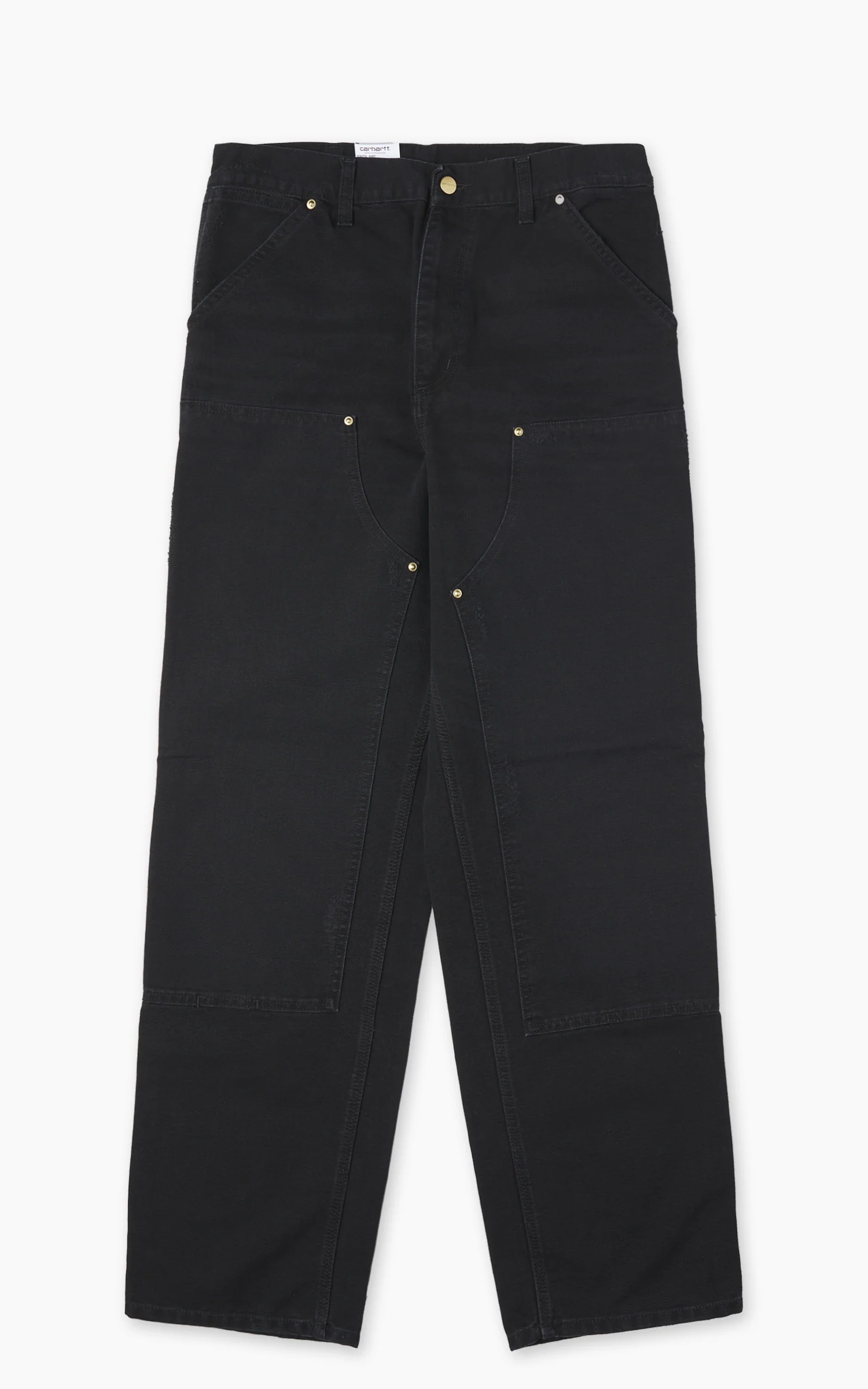 Carhartt WIP Double Knee Pant Dearborn Canvas Grind Wash Black - Image 2