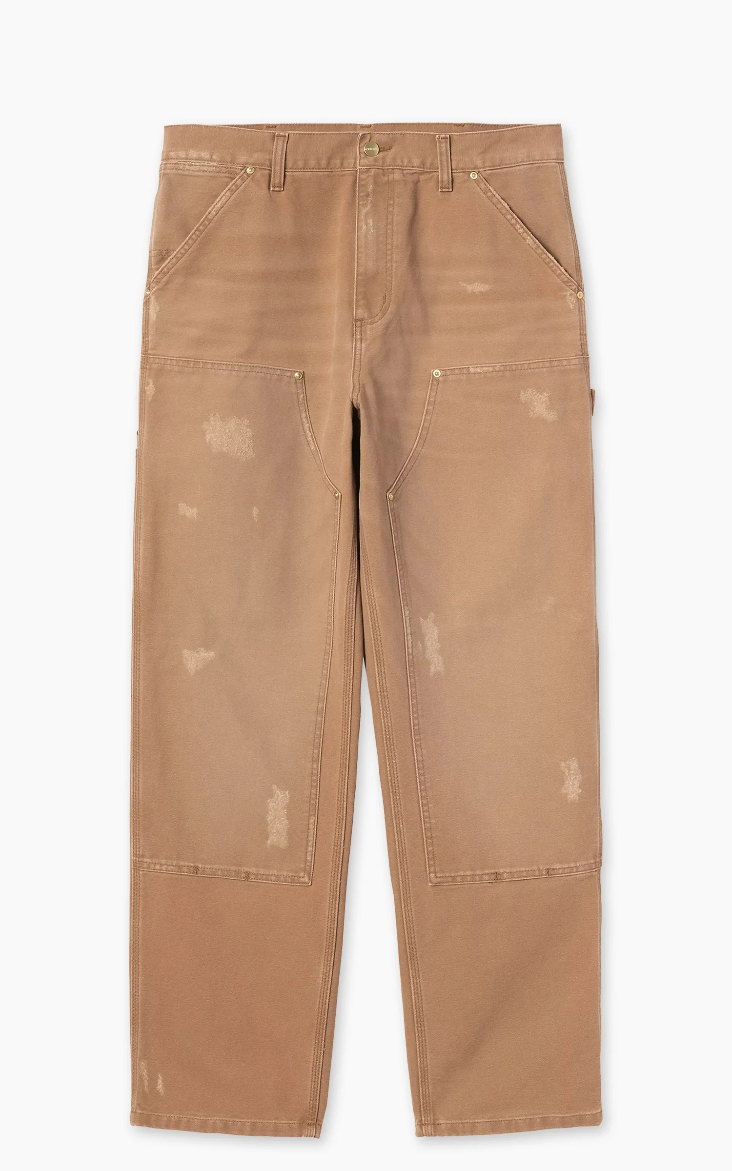 Carhartt WIP Double Knee Pant Dearborn Canvas Grind Wash Hamilton Brown - Image 2