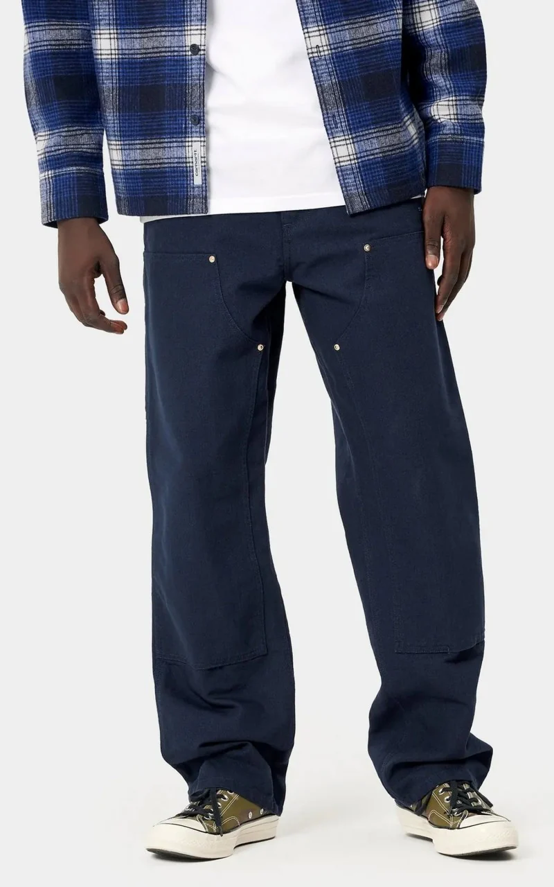 Carhartt WIP Double Knee Pant Dearborn Canvas Rinsed Dark Navy - Image 2