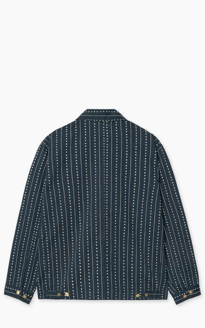 Carhartt WIP Drewe Chore Coat Heart C Pinstripe Rinsed Ink/Natural - Image 6