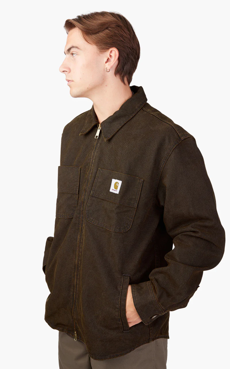Carhartt WIP Garen Shirt Jac Black/Deep H Brown Stone Washed - Image 4