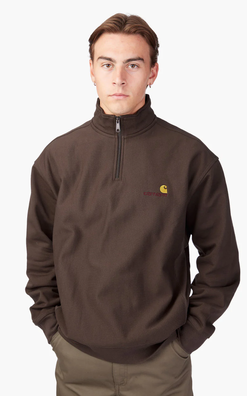 Carhartt WIP Half Zip American Script Sweatshirt Buckeye - Image 4